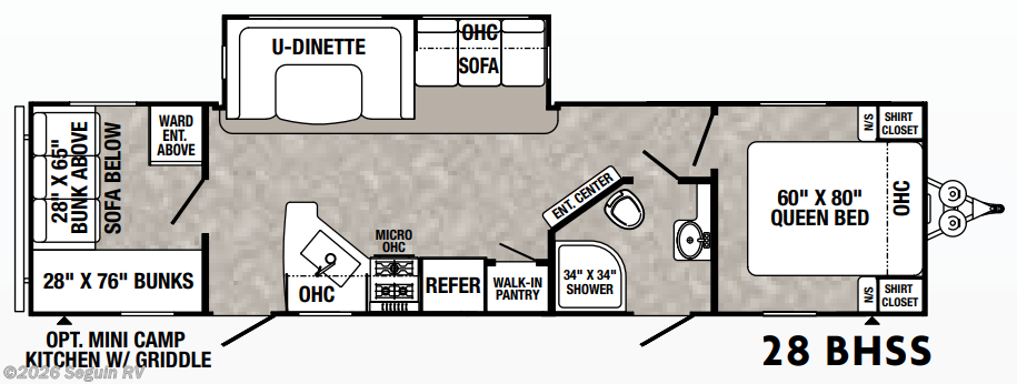 Floorplan of 2021 Palomino Puma 28 BHSS