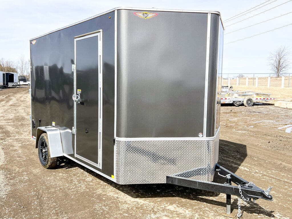2025 H&H 7X12 ENCLOSED CARGO TRAILER - 7' INTERIOR - BARN DOORS - CHARCOAL