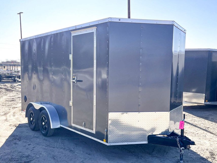 New 2025 RC TRAILERS RWT 7X16 ENCLOSED CARGO TRAILER - 7' INTERIOR - CHARCOAL available in Buffalo, Minnesota