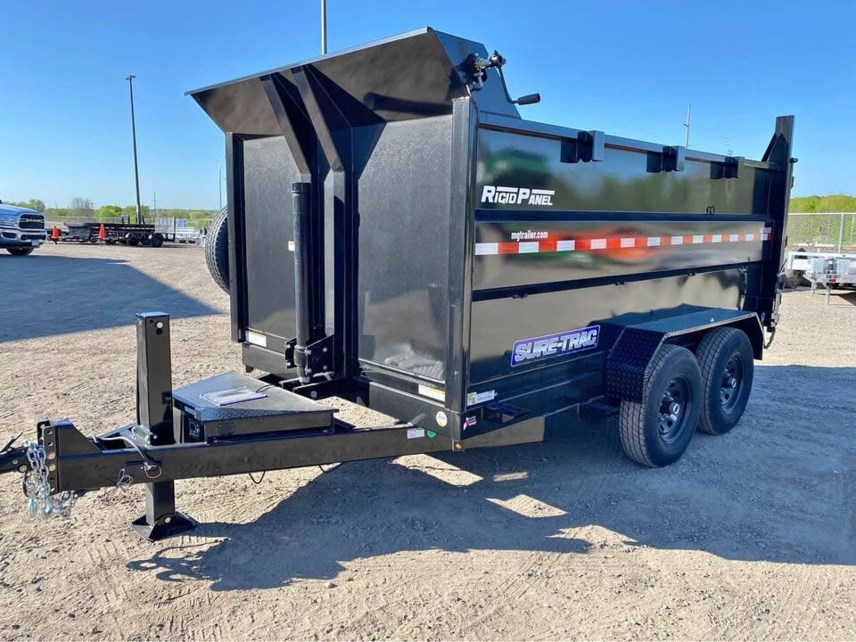 New 2025 SURE-TRAC 82"X12' 14K TELESCOPIC DUMP TRAILER W/4' SIDES - BLACK available in Buffalo, Minnesota