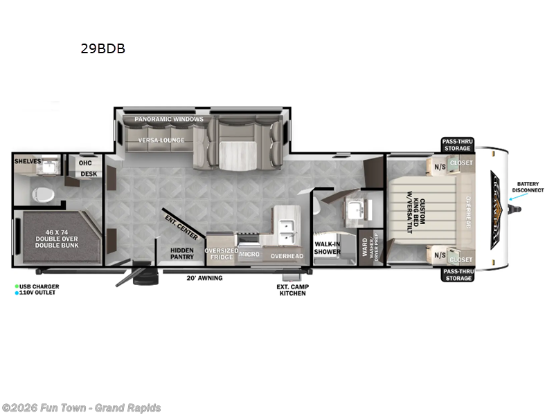 2025 Forest River Wildwood 29BDB - New Travel Trailer For Sale by Fun Town - Grand Rapids in Rockford, Michigan features Slideout