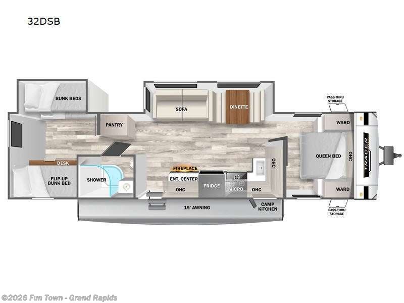 2024 Prime Time Tracer 32DSB - Used Travel Trailer For Sale by Fun Town - Grand Rapids in Rockford, Michigan features Slideout