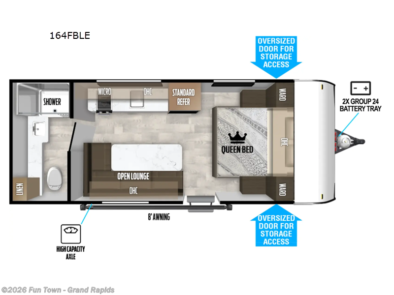2026 Forest River Wildwood FSX 164FBLE - New Travel Trailer For Sale by Fun Town - Grand Rapids in Rockford, Michigan
