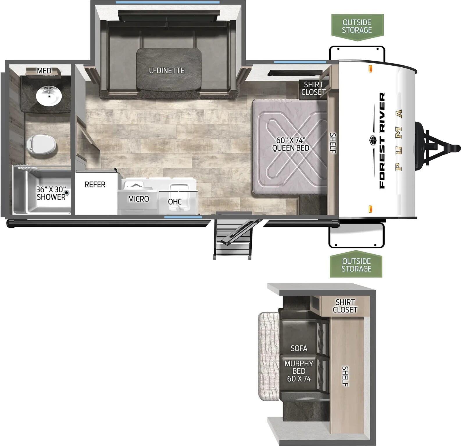 Floorplan of 2026 Palomino Puma Camping Edition 16DSCE