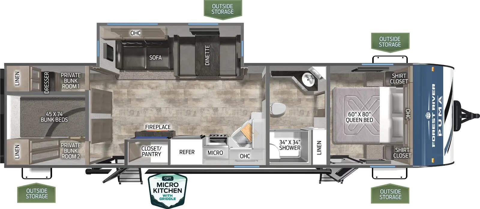 Floorplan of 2026 Palomino Puma 337BH