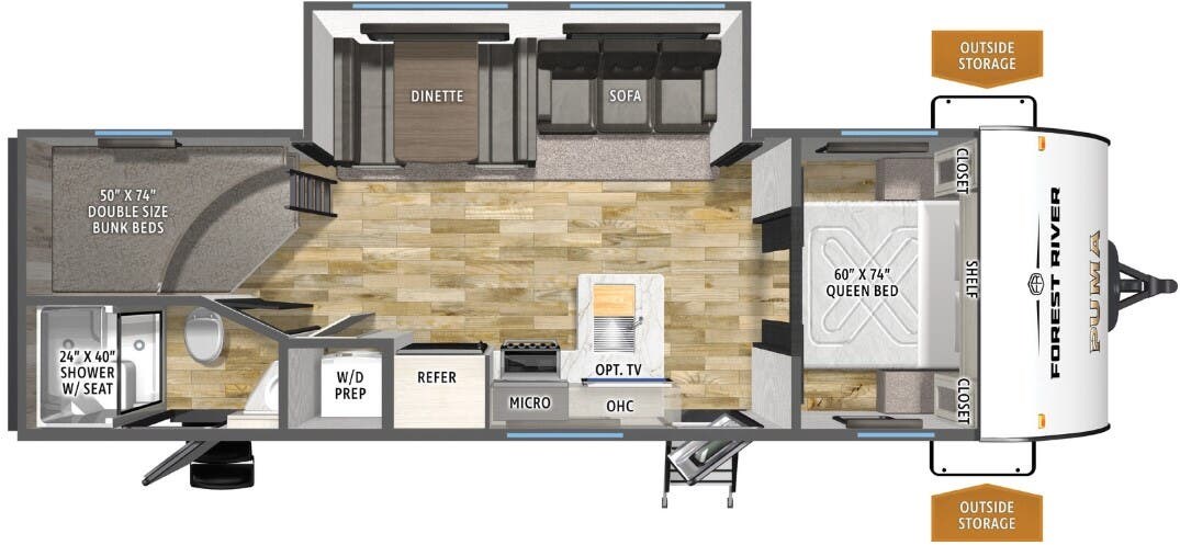 Floorplan of 2026 Forest River Puma Camping Edition 284BHCE