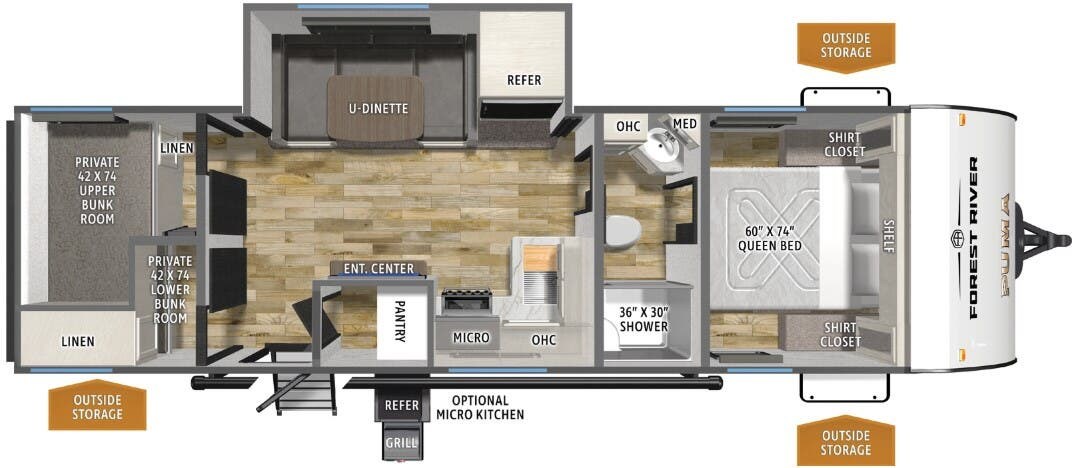 Floorplan of 2026 Forest River Puma Camping Edition 263BHCE