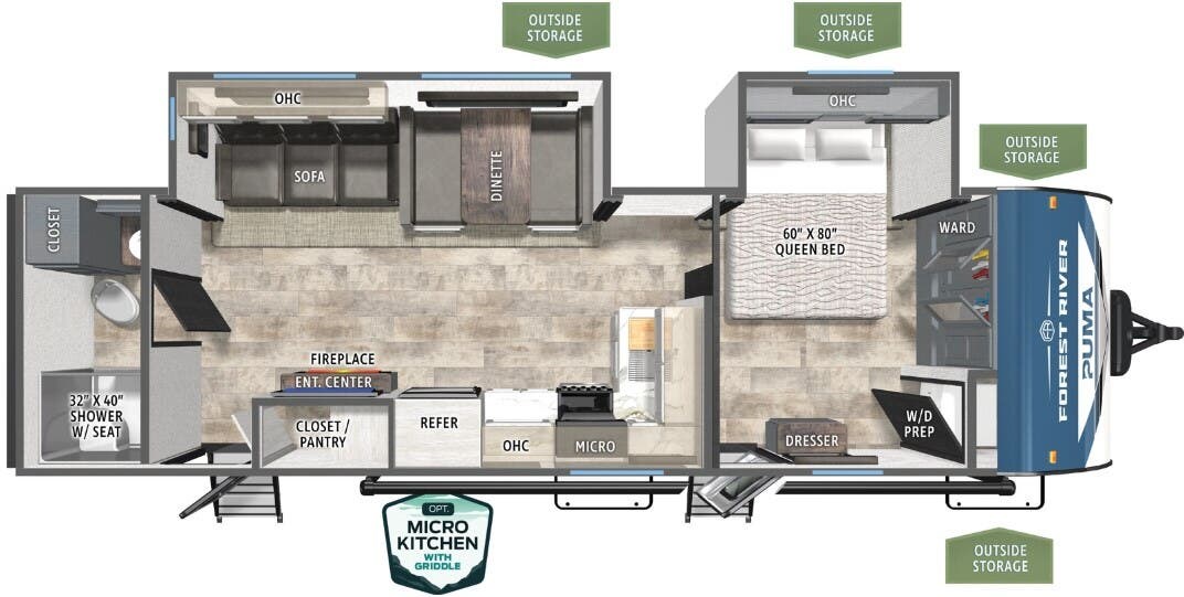 Floorplan of 2026 Forest River Puma 27RBDS