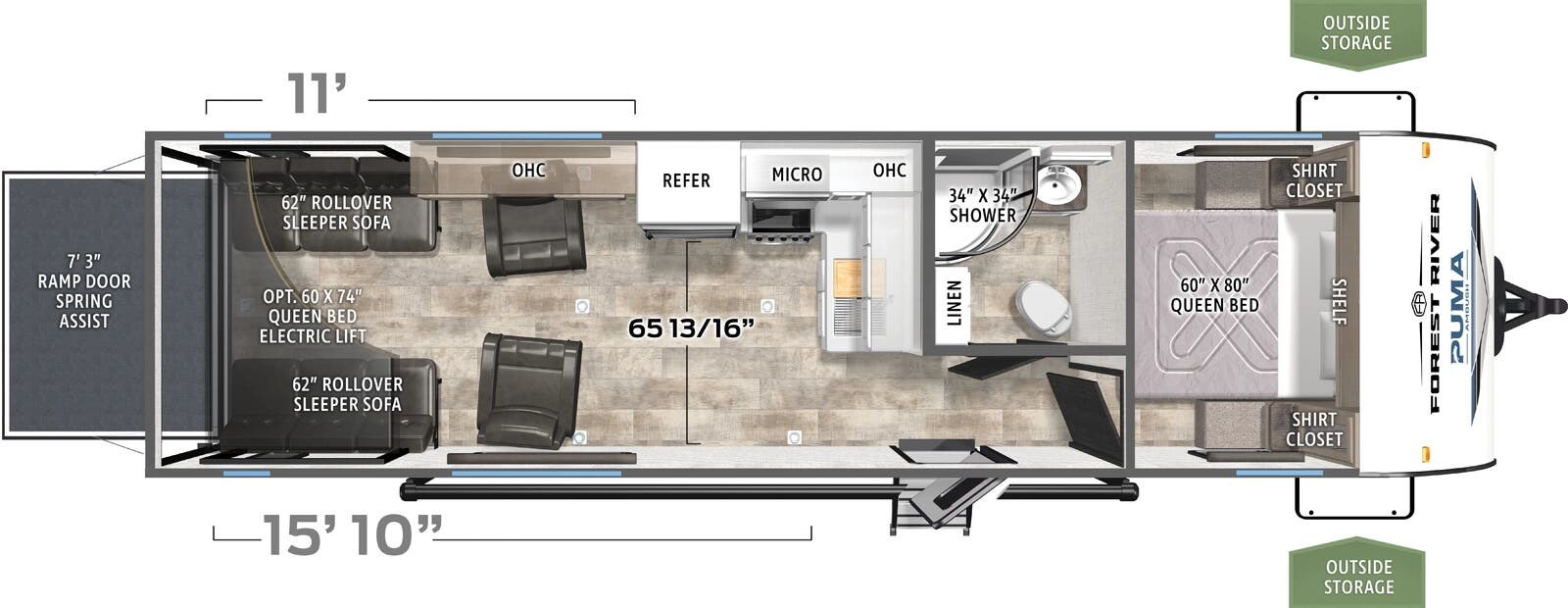 Floorplan of 2026 Forest River Puma Ambush 27TH