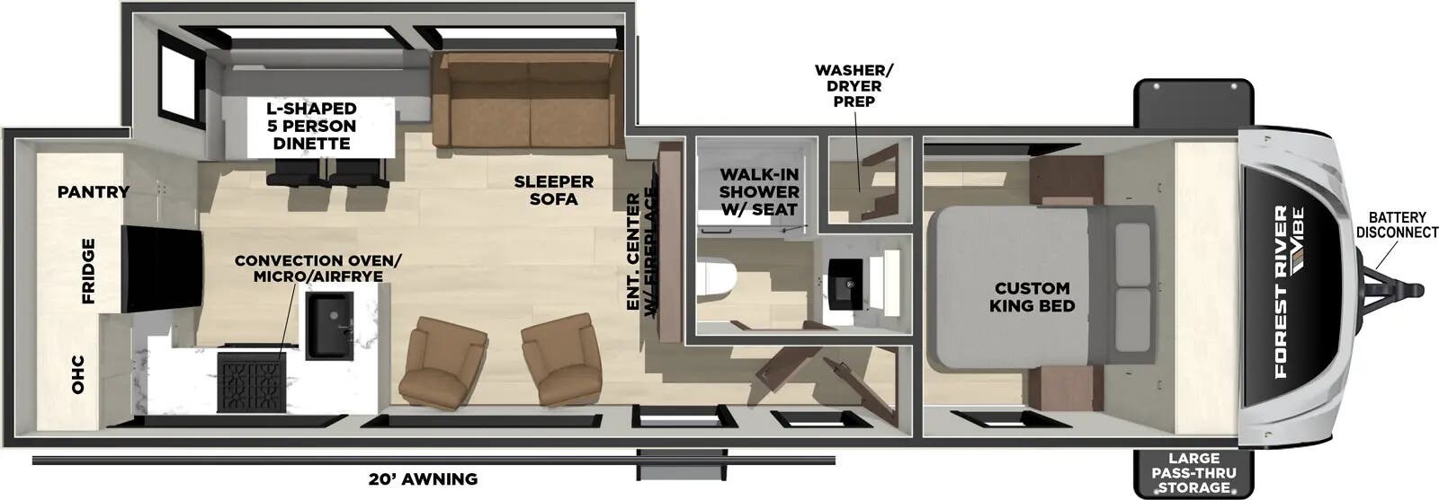 Floorplan of 2026 Forest River Vibe 2600RK