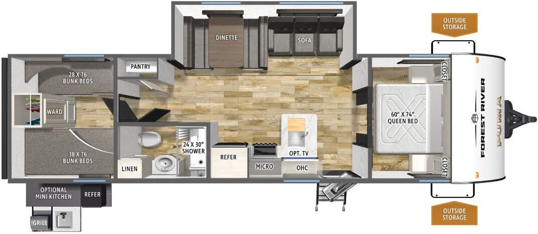 Floorplan of 2026 Forest River Puma Camping Edition 304BHCE