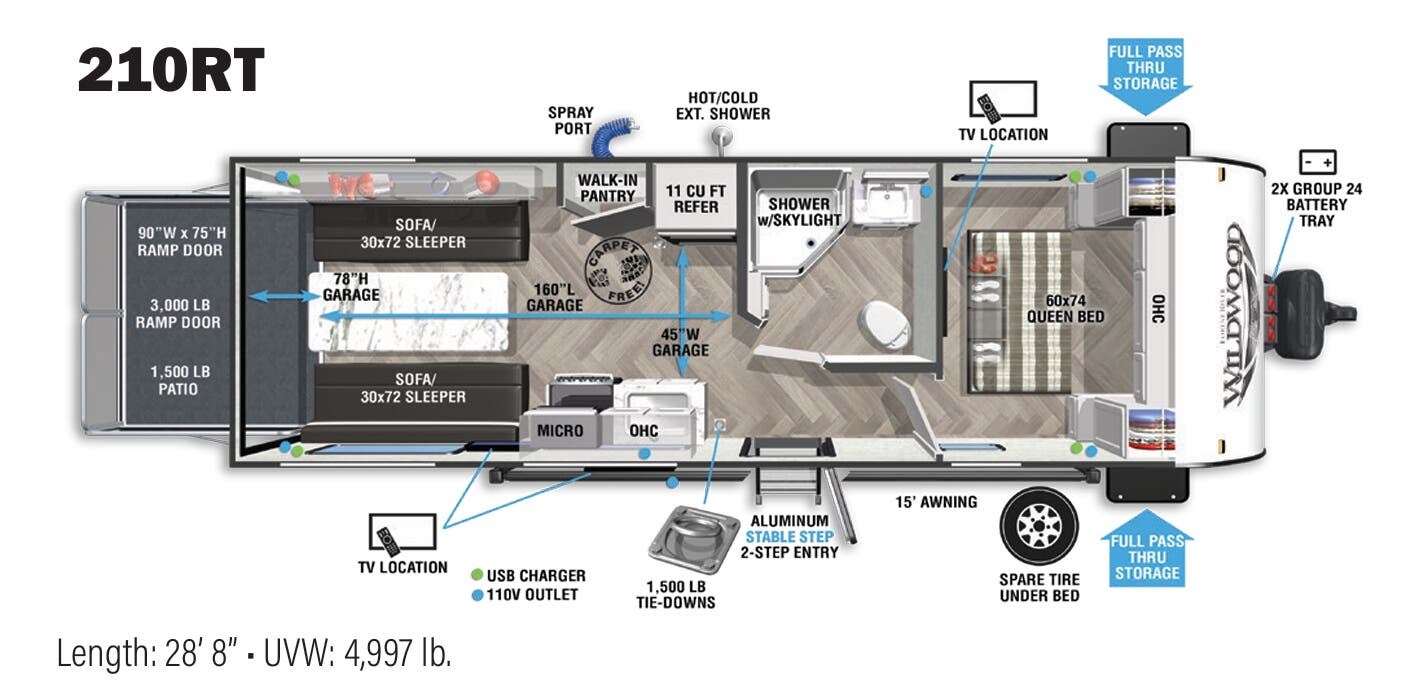 Floorplan of 2021 Forest River Wildwood FSX 210RT