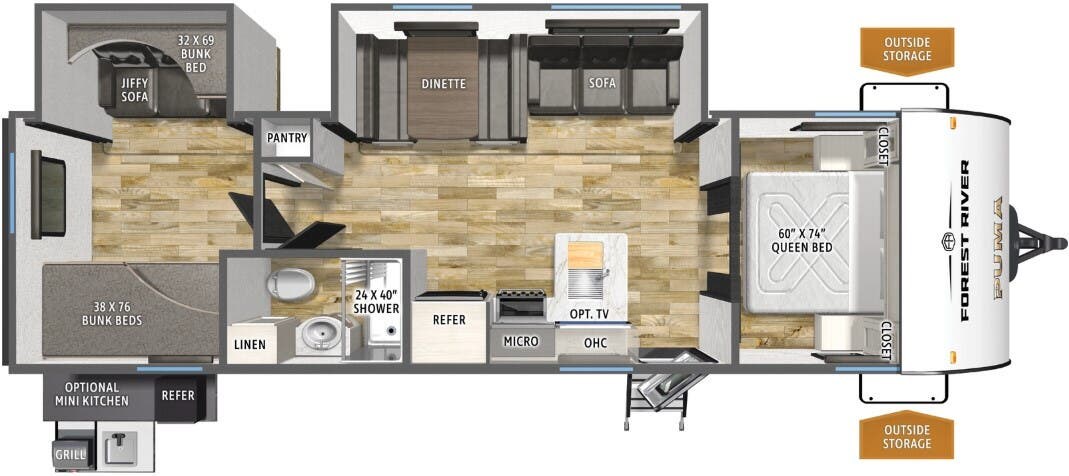 Floorplan of 2027 Forest River Puma Camping Edition 305BHCE