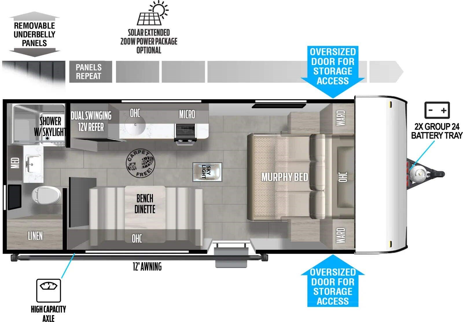 Floorplan of 2023 Forest River Wildwood FSX 167RBK Platinum