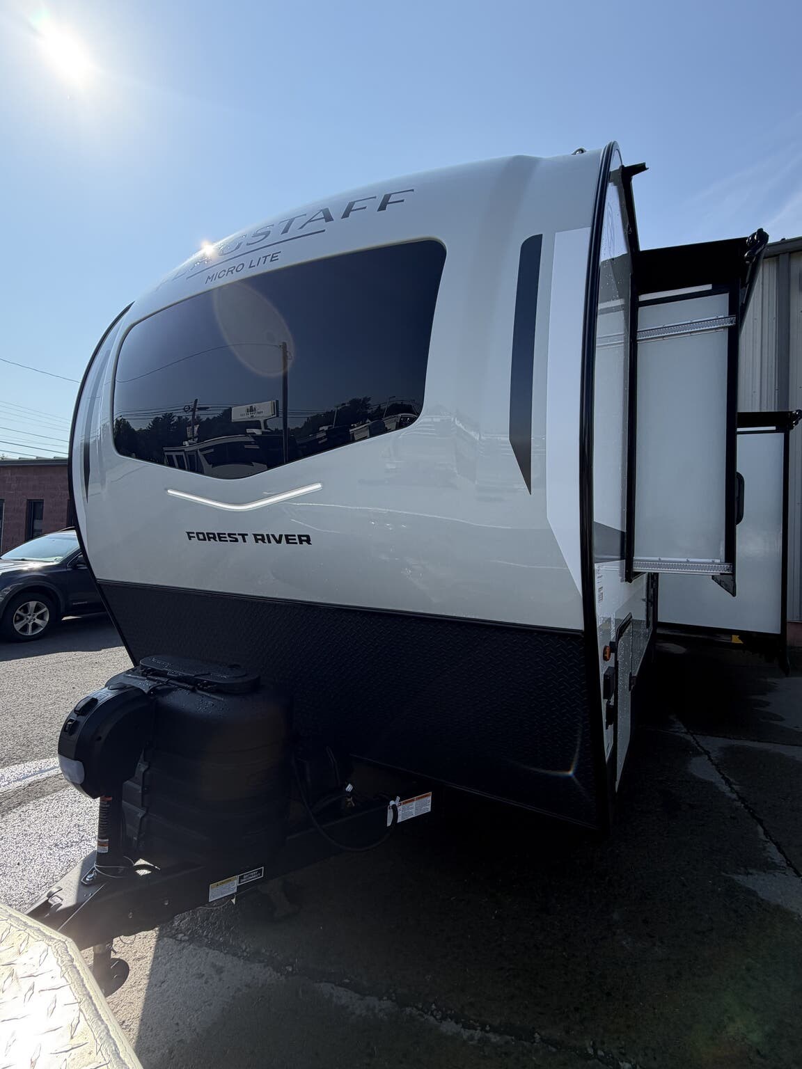 2027 Forest River Flagstaff Micro Lite 25SRK - New Travel Trailer For Sale by Hometown RV LLC in Brockway, Pennsylvania features Exterior Speakers, Heated Water Tank, External Shower, Fiberglass Sidewalls, Propane