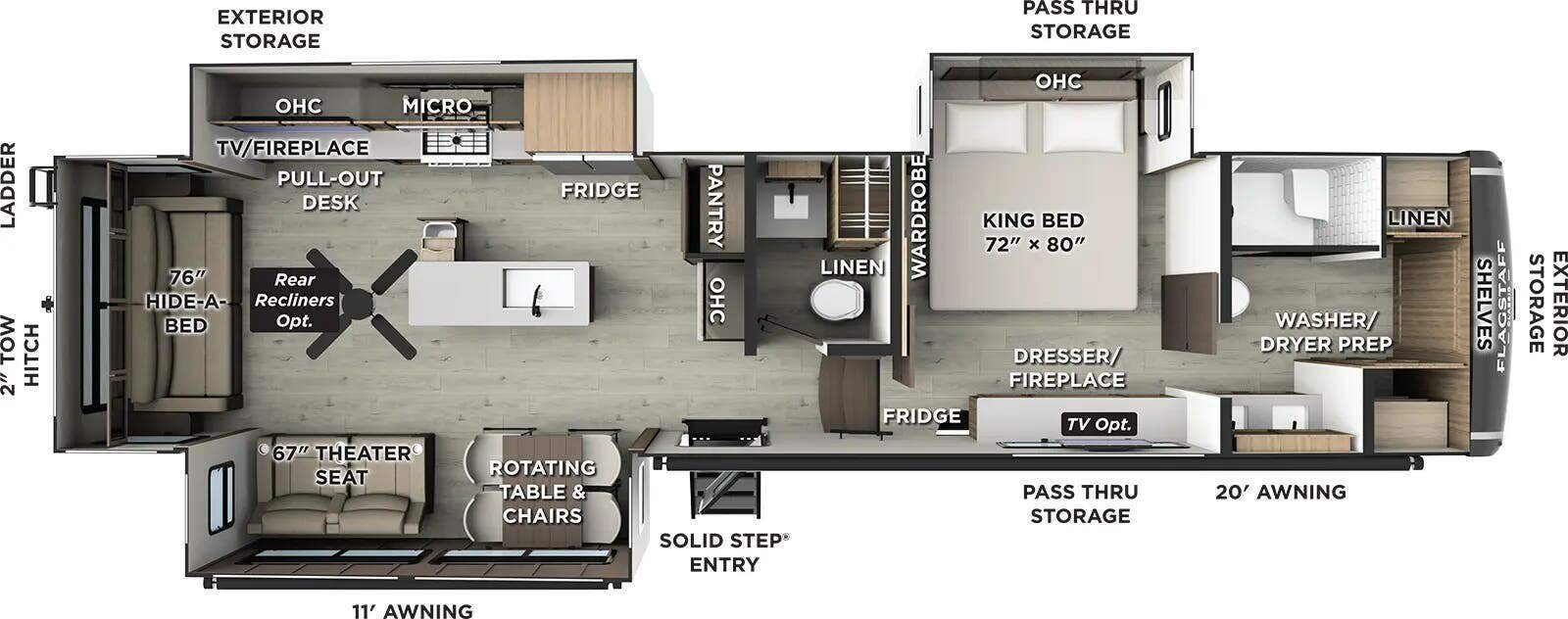 Floorplan of 2027 Forest River Flagstaff Classic 401CFB