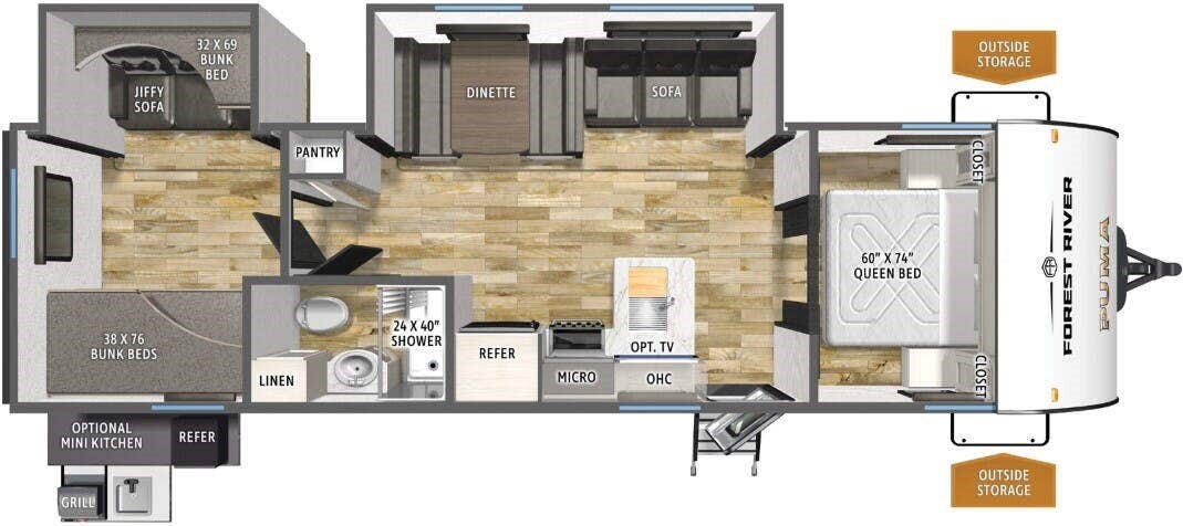 Floorplan of 2026 Forest River Puma Camping Edition 305BHCE