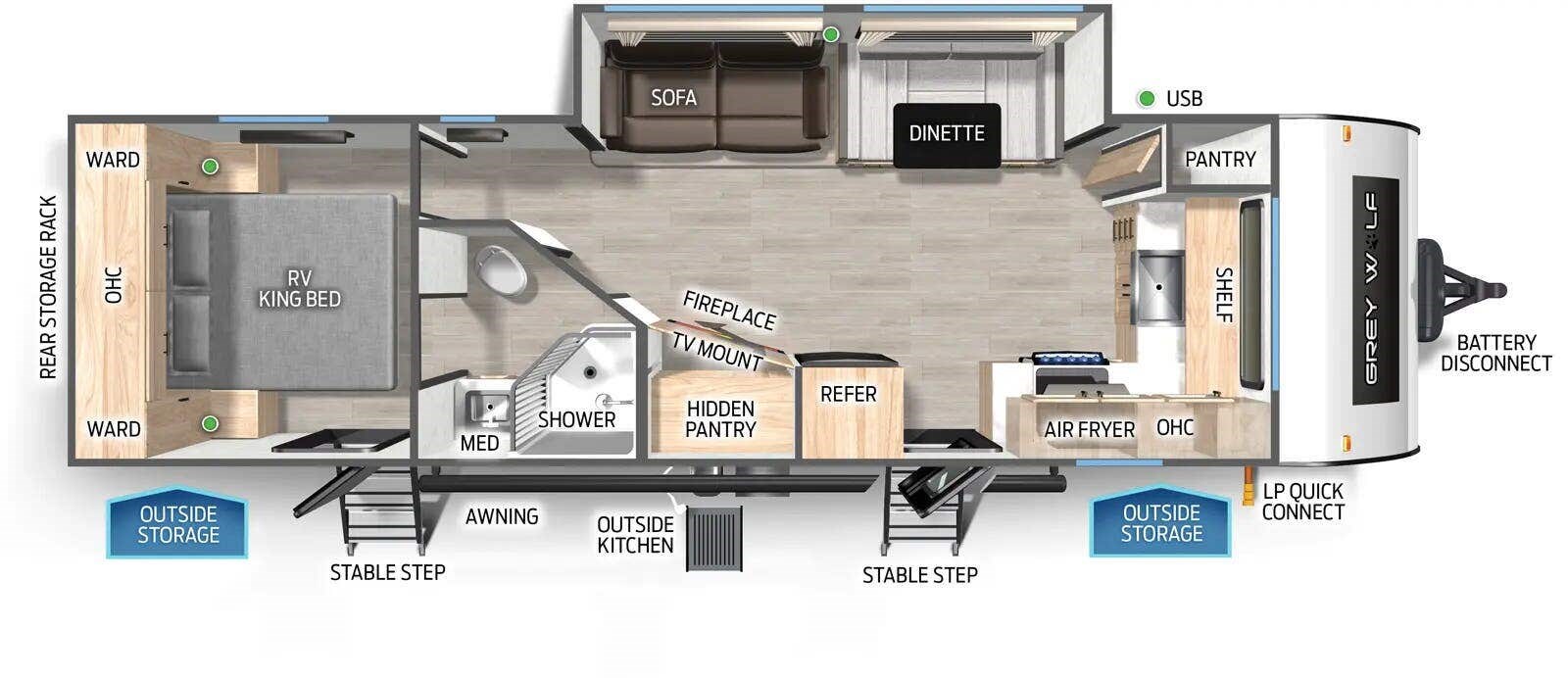 Floorplan of 2025 Forest River Cherokee Grey Wolf 27GH