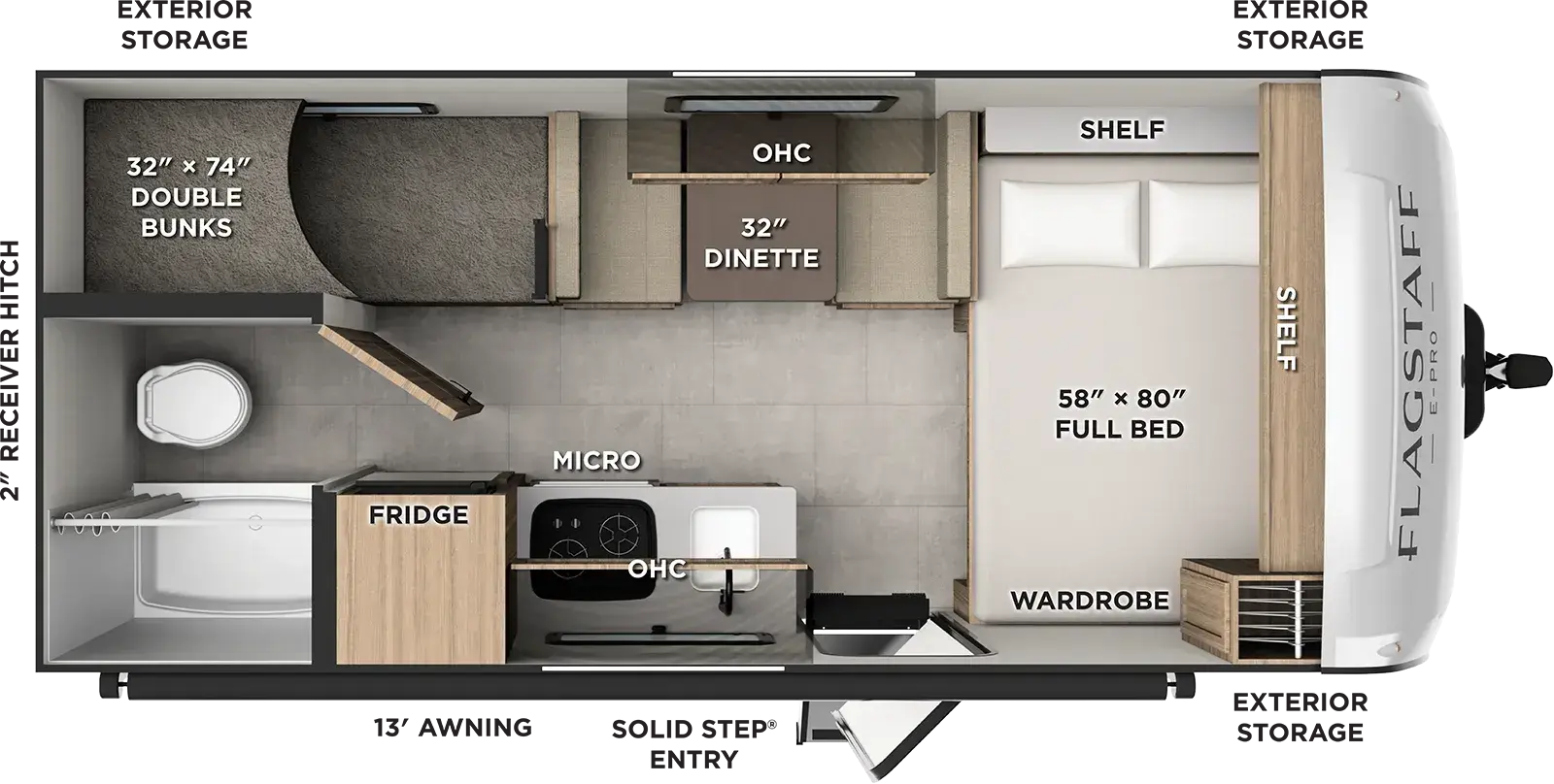 Floorplan of 2027 Forest River Flagstaff E-Pro LE E171BLE