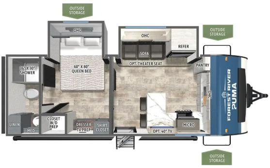 Floorplan of 2027 Forest River Puma 220FK