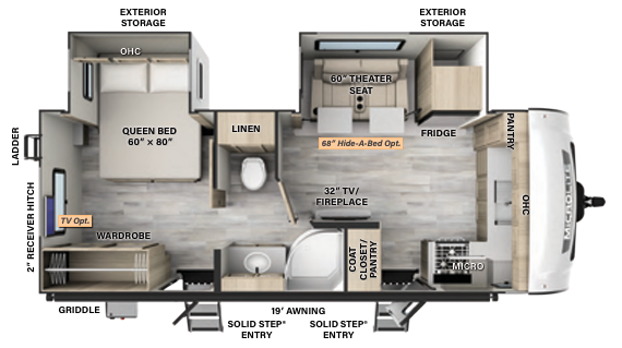 Floorplan of 2024 Forest River Flagstaff Micro Lite 25FKBS