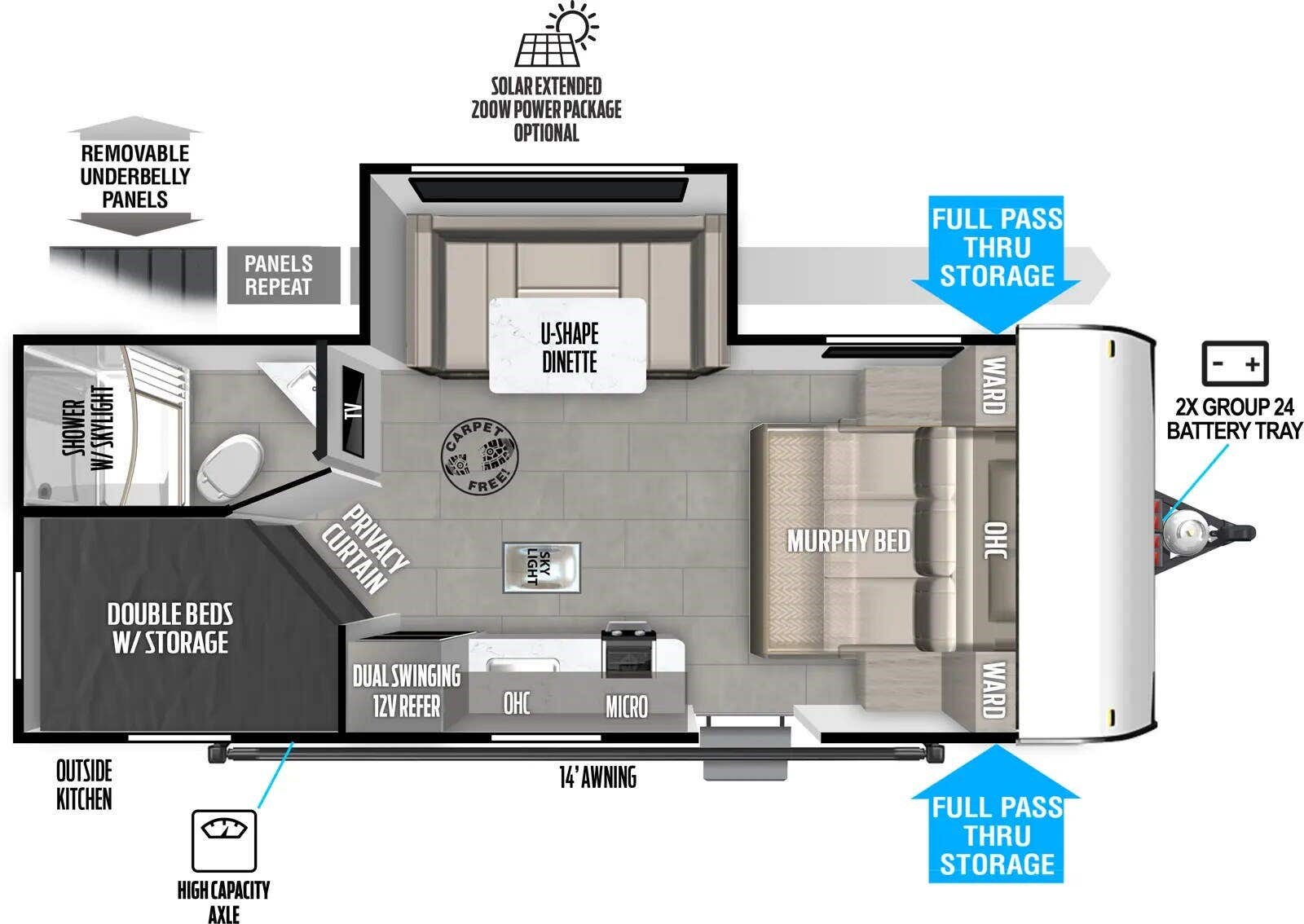 Floorplan of 2026 Forest River Salem FSX 178BHSK