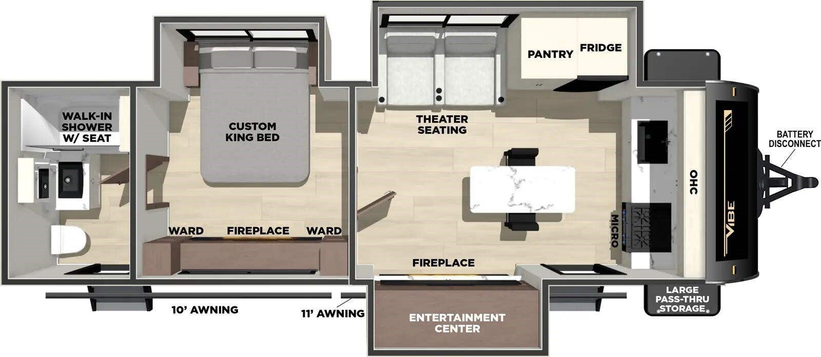 Floorplan of 2026 Forest River Vibe Extreme Lite 2500FIK