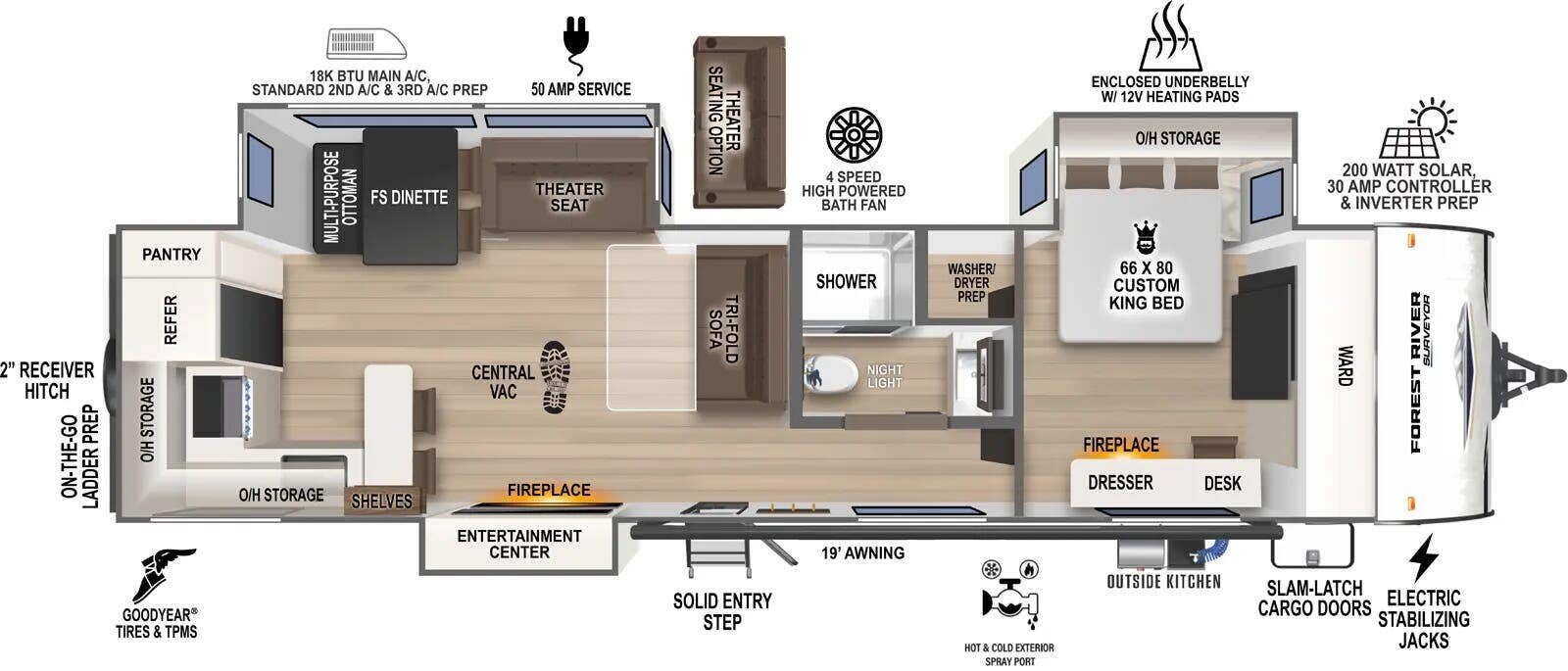 Floorplan of 2024 Forest River Grand Surveyor 301RKBS