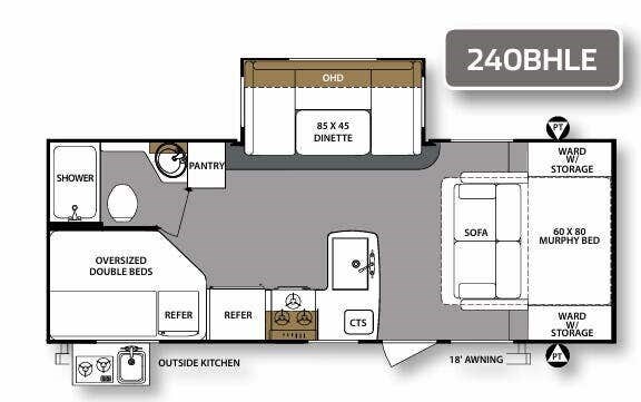 Floorplan of 2019 Forest River Surveyor Legend 240BHLE