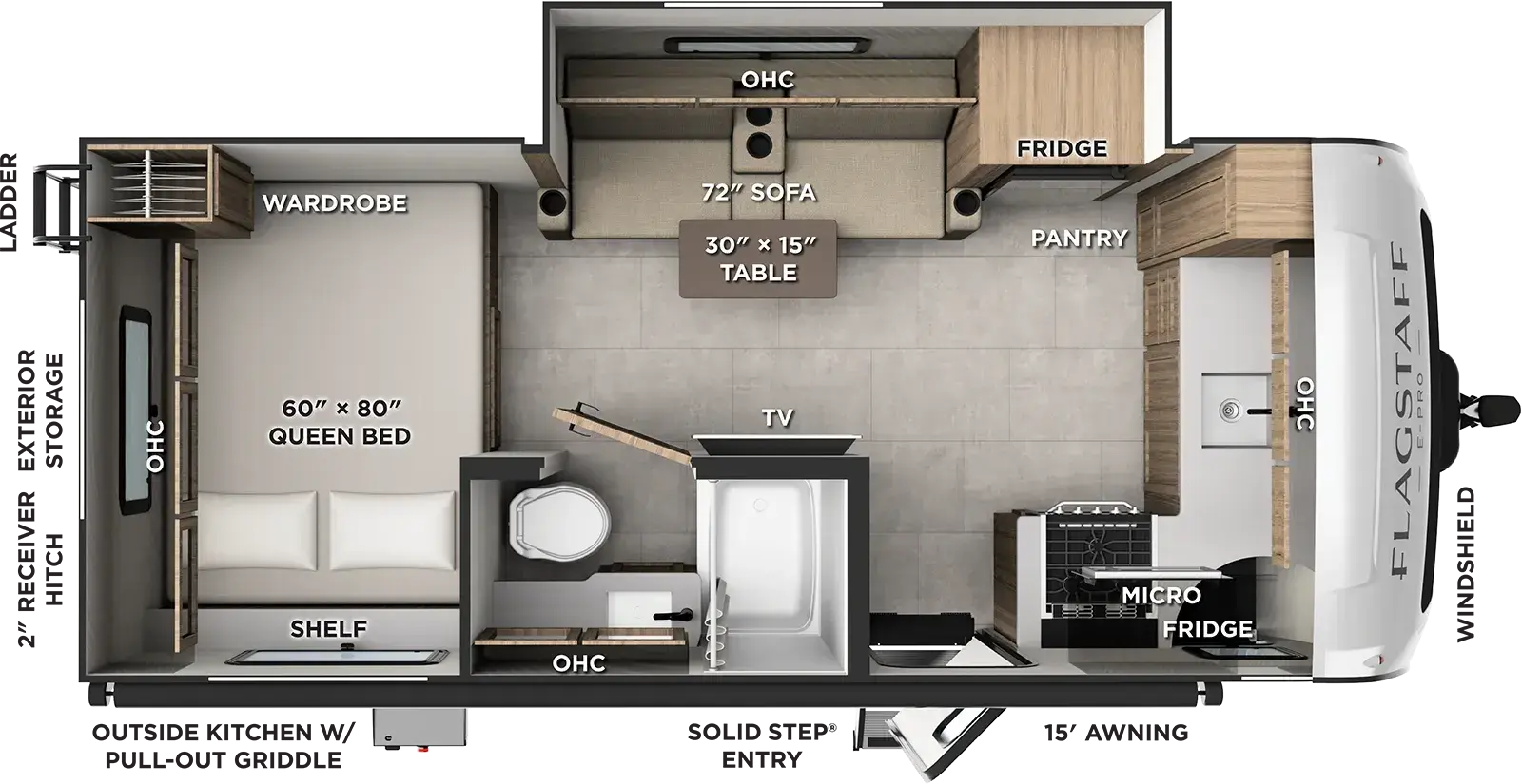 Floorplan of 2027 Forest River Flagstaff E-Pro E201SFK