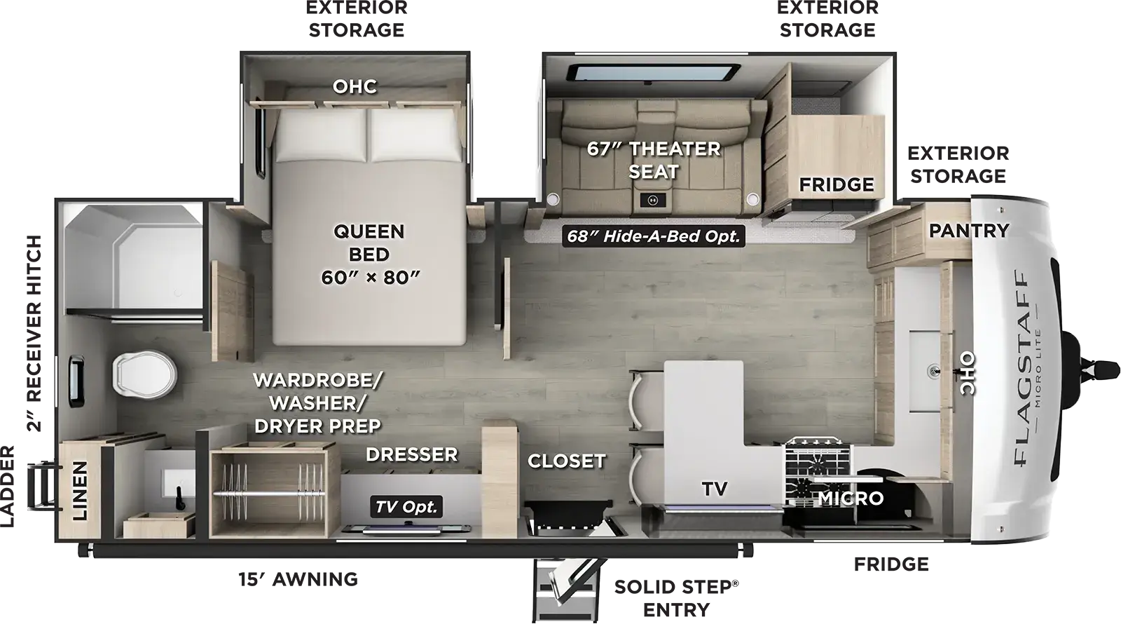 Floorplan of 2027 Forest River Flagstaff Micro Lite 25MBR