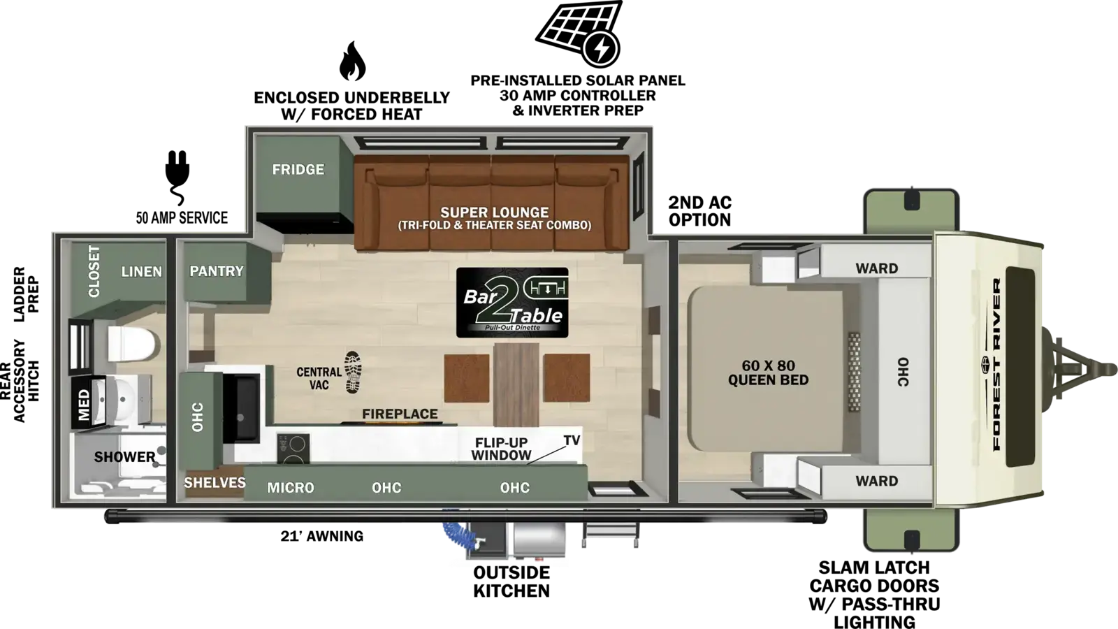 Floorplan of 2027 Forest River No Boundaries Beast Mode NB21.0