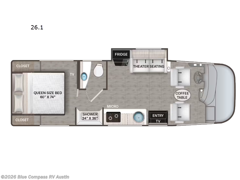 2026 Thor Motor Coach Vegas 26.1 - New Class A For Sale by Blue Compass RV Austin in Buda, Texas features Slideout