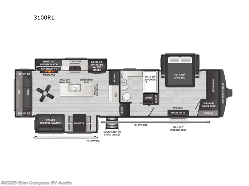 2026 Keystone Montana 3100RL - New Fifth Wheel For Sale by Blue Compass RV Austin in Buda, Texas features Slideout
