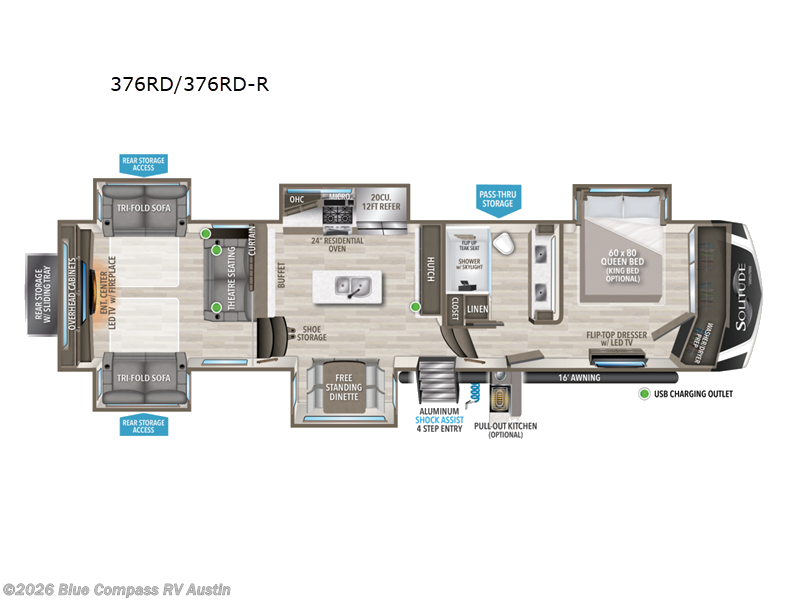 2023 Grand Design Solitude 376RD R - Used Fifth Wheel For Sale by Blue Compass RV Austin in Buda, Texas features Slideout