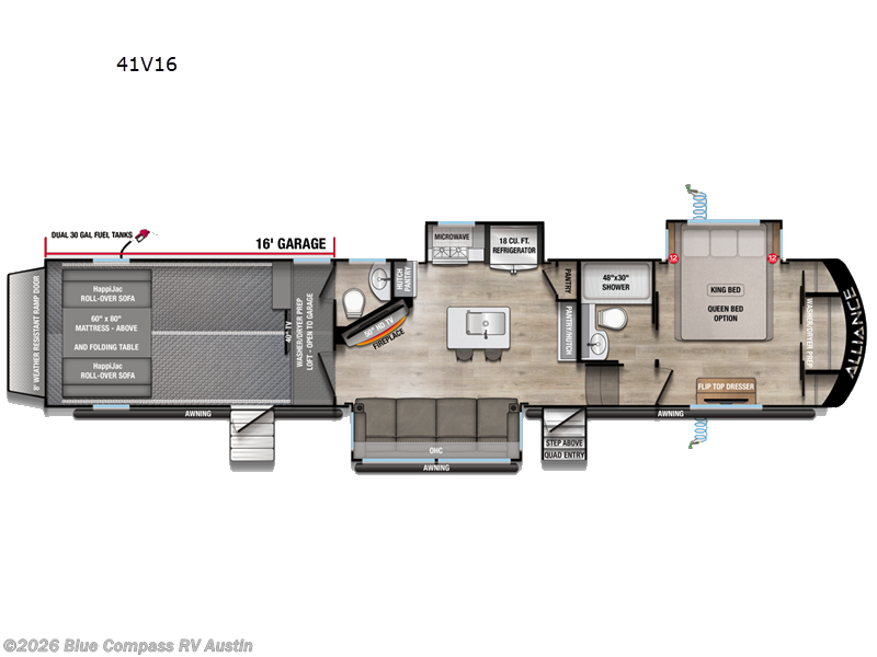 2026 Alliance RV Valor 41V16 - New Toy Hauler For Sale by Blue Compass RV Austin in Buda, Texas features Slideout