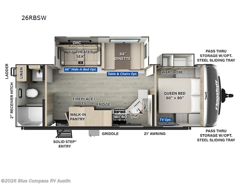 2025 Forest River Flagstaff Super Lite 26RBWS - New Travel Trailer For Sale by Blue Compass RV Austin in Buda, Texas features Slideout