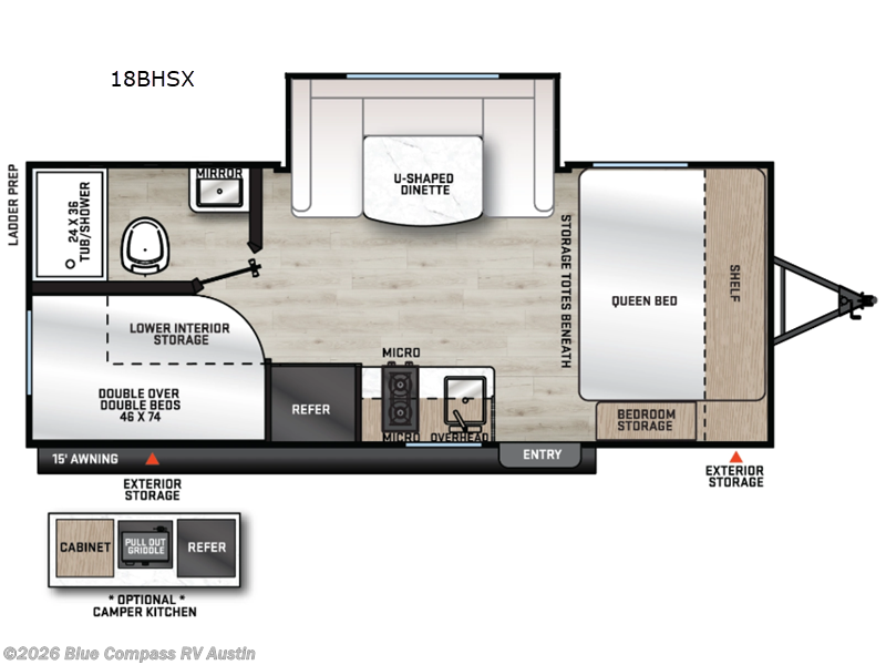 2026 Forest River Aurora Light 18BHSX - New Travel Trailer For Sale by Blue Compass RV Austin in Buda, Texas features Slideout