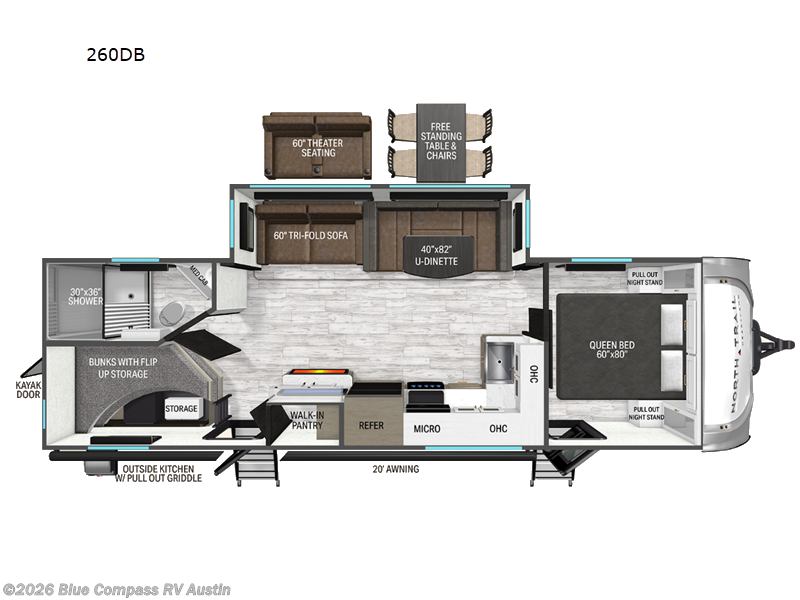 2027 Heartland North Trail 260DB - New Travel Trailer For Sale by Blue Compass RV Austin in Buda, Texas features Slideout