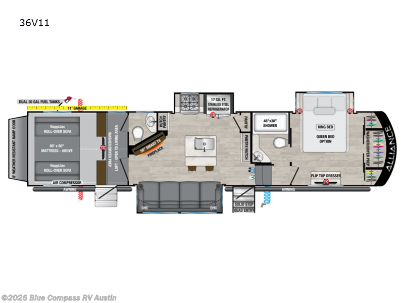 2023 Alliance RV Valor 36V11 - Used Toy Hauler For Sale by Blue Compass RV Austin in Buda, Texas features Slideout