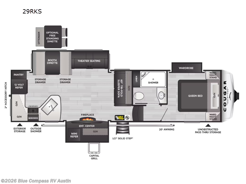 2025 Keystone Cougar 29RKS - Used Fifth Wheel For Sale by Blue Compass RV Austin in Buda, Texas features Slideout