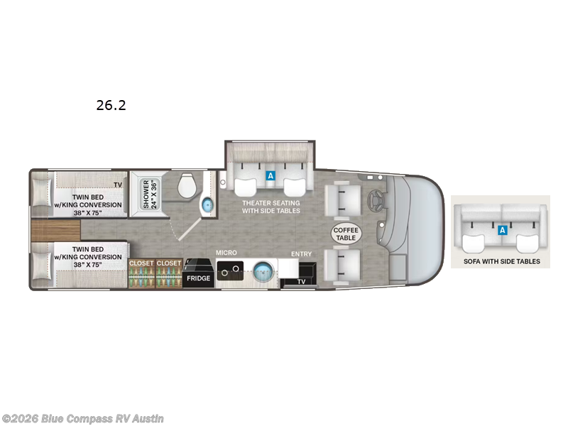 2027 Thor Motor Coach Vegas 26.2 - New Class A For Sale by Blue Compass RV Austin in Buda, Texas features Slideout