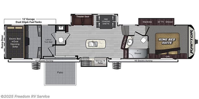 Floorplan of 2018 Keystone Raptor 428SP