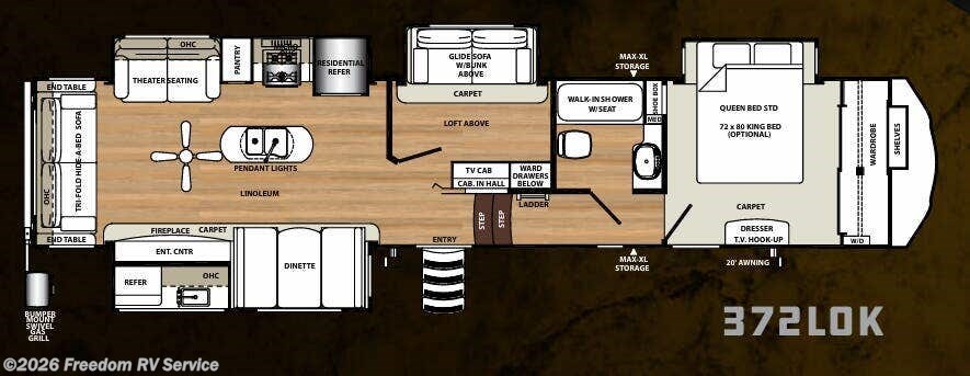 Floorplan of 2019 Forest River Sierra 372LOK