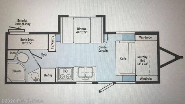 Floorplan of 2021 Winnebago Micro Minnie 2306BHS