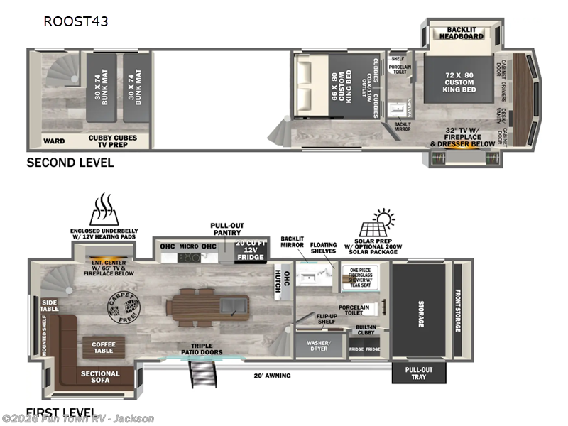 2025 Forest River Wildwood Heritage Glen ROOST43 - New Fifth Wheel For Sale by Fun Town RV - Jackson in Jackson, Mississippi features Slideout