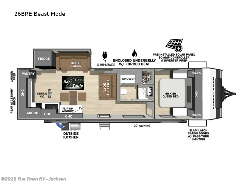 2026 Forest River IBEX 26BRE Beast Mode - New Travel Trailer For Sale by Fun Town RV - Jackson in Jackson, Michigan features Slideout