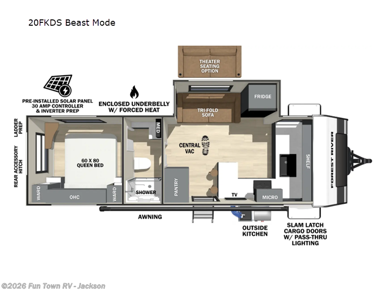 2026 Forest River IBEX 20FKDS Beast Mode - New Travel Trailer For Sale by Fun Town RV - Jackson in Jackson, Michigan features Slideout