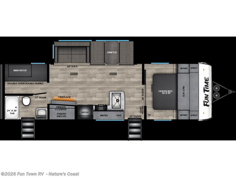 2026 CrossRoads Fun Time 27BH - New Travel Trailer For Sale by Fun Town RV  - Nature's Coast in Crystal River, Florida