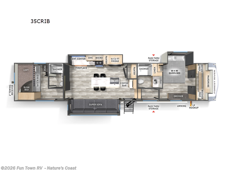 2026 Forest River Cardinal 35CRIB - New Fifth Wheel For Sale by Fun Town RV  - Nature's Coast in Crystal River, Florida features Slideout